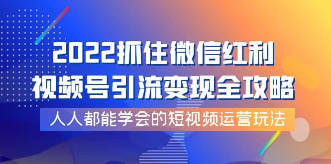 2022抓住微信红利，视频号引流变现全攻略，人人都能学会的短视频运营玩法-BT网赚资源网