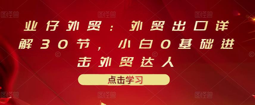 业仔外贸：外贸出口详解30节，小白0基础进击外贸达人 价值666元-BT网赚资源网