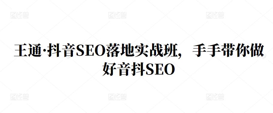 王通·抖音SEO落地实战班，手‬手带你做好音抖‬‬SEO-BT网赚资源网