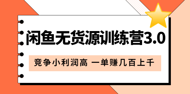 闲鱼无货源训练营3.0：竞争小利润高 一单赚几百上千（教程 手册）第3次更新-BT网赚资源网