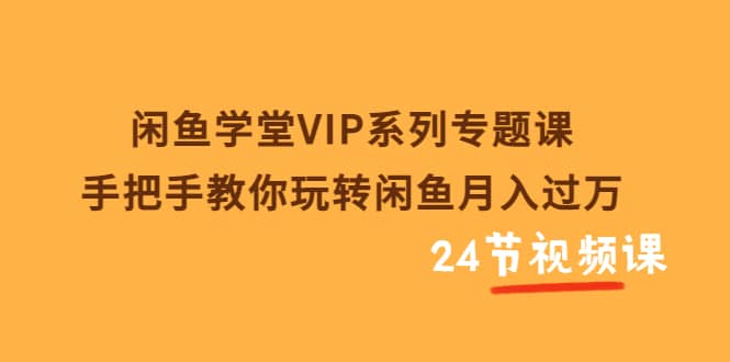 闲鱼学堂VIP系列专题课：手把手教你玩转闲鱼月入过万（共24节视频课）-BT网赚资源网