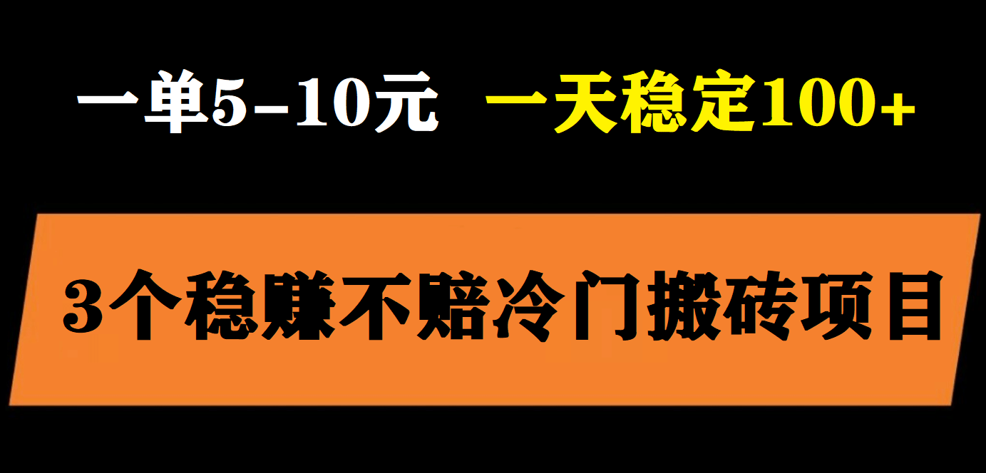 3个最新稳定的冷门搬砖项目，小白无脑照抄当日变现日入过百-BT网赚资源网