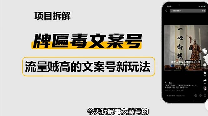 2023抖音快手毒文案新玩法，牌匾文案号，起号快易变现-BT网赚资源网