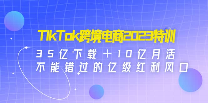 TikTok跨境电商2023特训：35亿下载＋10亿月活，不能错过的亿级红利风口-BT网赚资源网