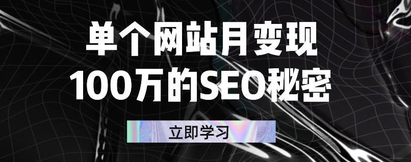 单个网站月变现100万的SEO秘密，百分百做出赚钱站点-BT网赚资源网