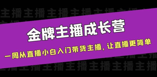 金牌主播成长营，一周从直播小白入门带货主播，让直播更简单-BT网赚资源网