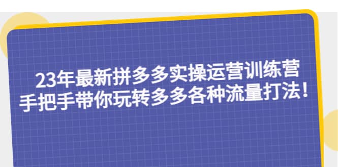 23年最新拼多多实操运营训练营：手把手带你玩转多多各种流量打法！-BT网赚资源网