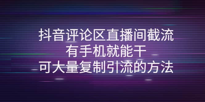 抖音评论区直播间截流，有手机就能干，可大量复制引流的方法-BT网赚资源网