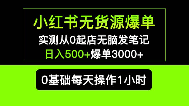 小红书无货源爆单 实测从0起店无脑发笔记爆单3000 长期项目可多店-BT网赚资源网