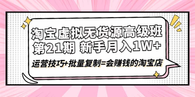 淘宝虚拟无货源高级班【第21期】运营技巧 批量复制=会赚钱的淘宝店-BT网赚资源网