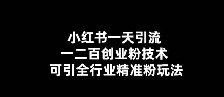 【引流必备】小红书一天引流一二百创业粉技术，可引全行业精准粉玩法-BT网赚资源网