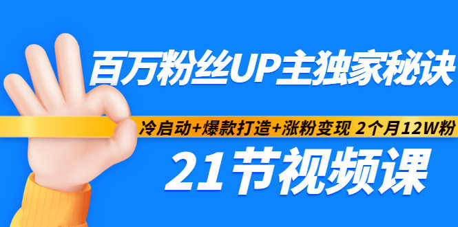 百万粉丝UP主独家秘诀：冷启动 爆款打造 涨粉变现2个月12W粉（21节视频课)-BT网赚资源网