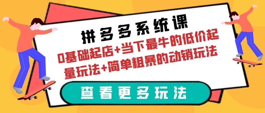 拼多多系统课：0基础起店 当下最牛的低价起量玩法 简单粗暴的动销玩法-BT网赚资源网