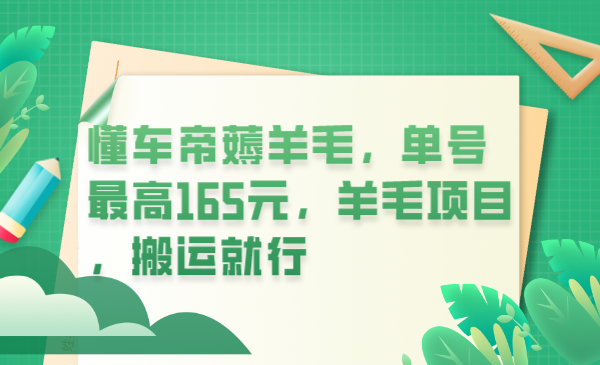 懂车帝薅羊毛，单号最高165元，羊毛项目，搬运就行-BT网赚资源网