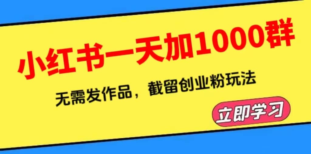 小红书一天加1000群，无需发作品，截留创业粉玩法 （附软件）-BT网赚资源网