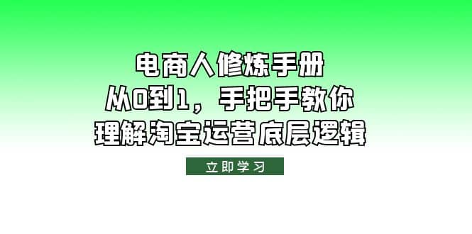 电商人修炼·手册，从0到1，手把手教你理解淘宝运营底层逻辑-BT网赚资源网