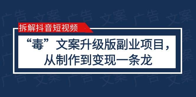 拆解抖音短视频：“毒”文案升级版副业项目，从制作到变现（教程 素材）-BT网赚资源网