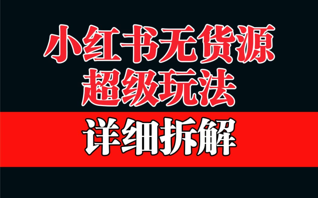 做小红书无货源，靠这个品日入1000保姆级教学-BT网赚资源网