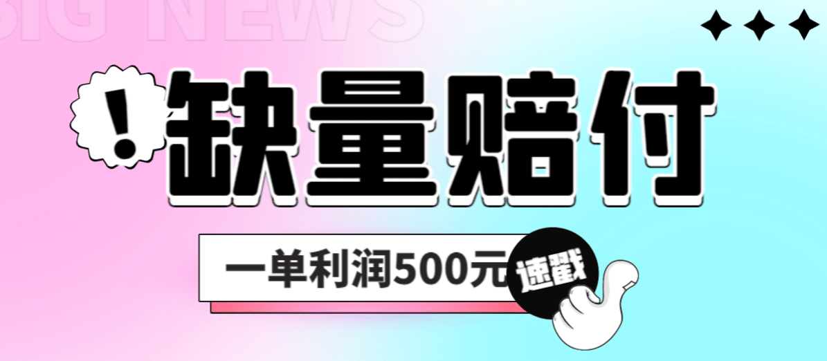 最新多平台缺量赔付玩法，简单操作一单利润500元-BT网赚资源网