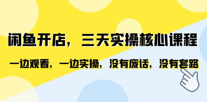 闲鱼开店，三天实操核心课程，一边观看，一边实操，没有废话，没有套路-BT网赚资源网