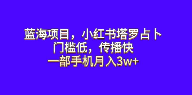 蓝海项目，小红书塔罗占卜，门槛低，传播快，一部手机月入3w-BT网赚资源网