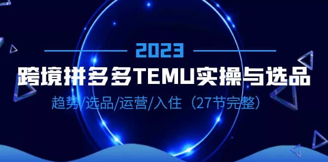 2023跨境·拼多多·TEMU实操与选品，趋势·选品·运营·入住（27节完整）-BT网赚资源网