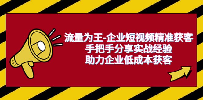 流量为王-企业 短视频精准获客，手把手分享实战经验，助力企业低成本获客-BT网赚资源网