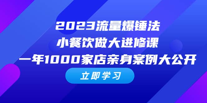 2023流量 爆锤法，小餐饮做大进修课，一年1000家店亲身案例大公开-BT网赚资源网