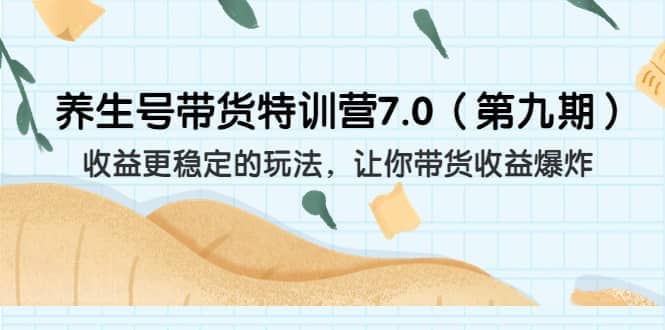 养生号带货特训营7.0（第九期）收益更稳定的玩法 让你带货收益爆炸（11节）-BT网赚资源网