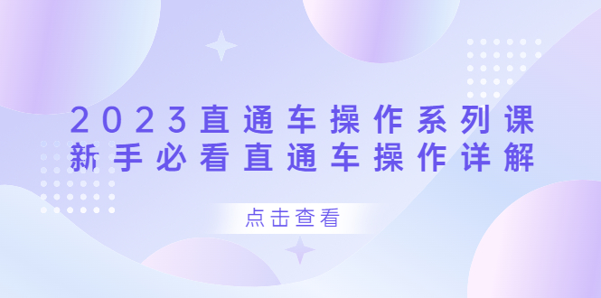 2023直通车操作 系列课，新手必看直通车操作详解-BT网赚资源网