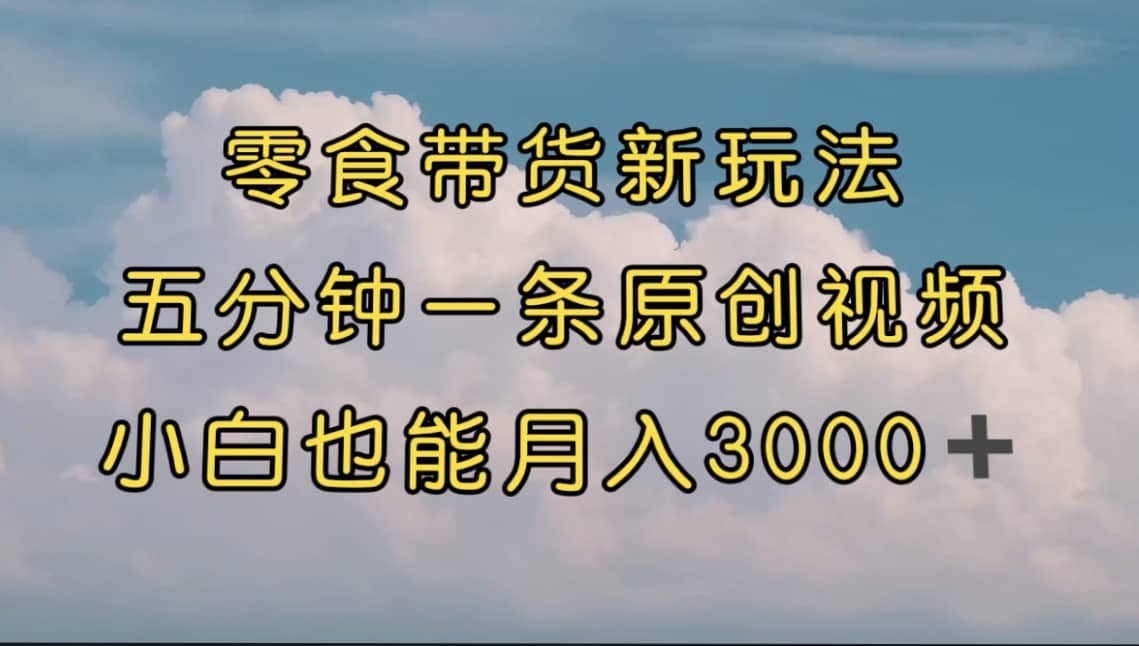 零食带货新玩法，5分钟一条原创视频，新手小白也能轻松月入3000  （教程）-BT网赚资源网