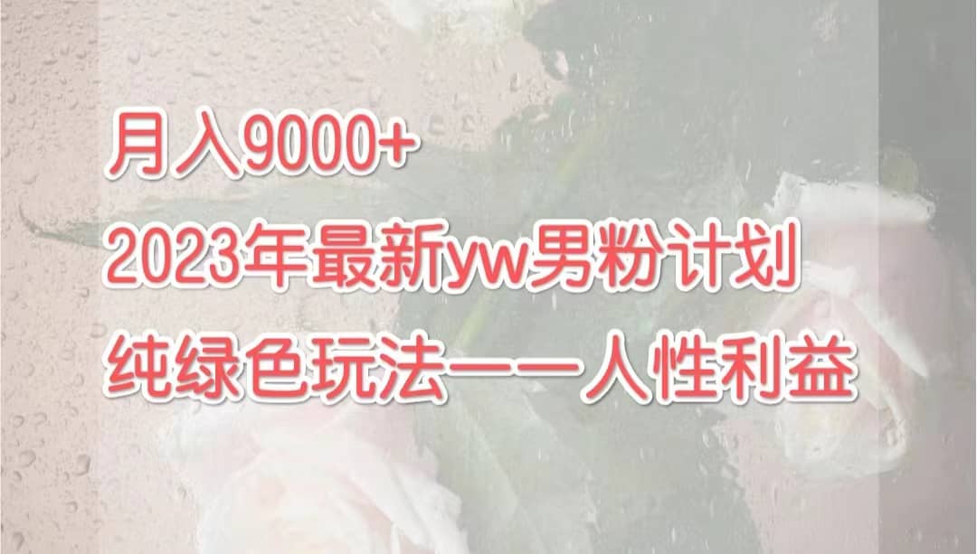 月入9000 2023年9月最新yw男粉计划绿色玩法——人性之利益-BT网赚资源网