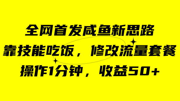 咸鱼冷门新玩法，靠“技能吃饭”，修改流量套餐，操作1分钟，收益50-BT网赚资源网