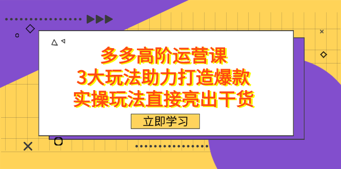 拼多多高阶·运营课，3大玩法助力打造爆款，实操玩法直接亮出干货-BT网赚资源网