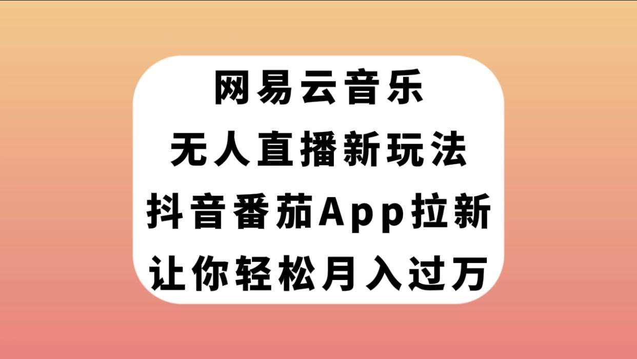 网易云音乐无人直播新玩法，抖音番茄APP拉新，让你轻松月入过万-BT网赚资源网