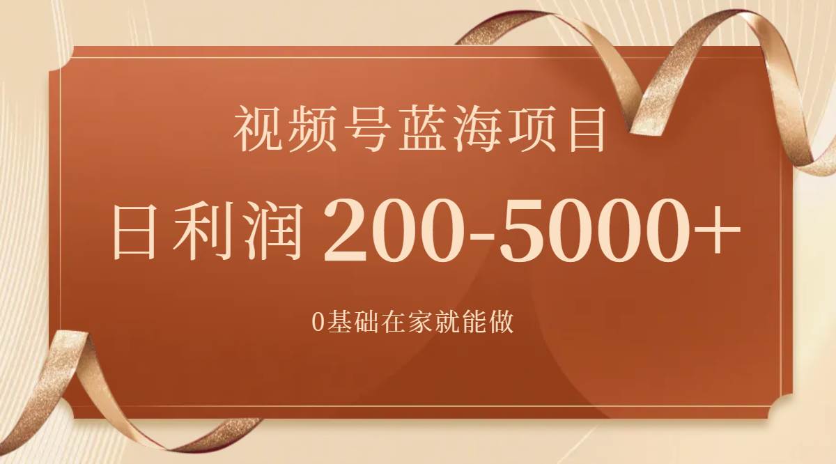 视频号蓝海项目，0基础在家也能做，一天200-5000 【附266G资料】-BT网赚资源网