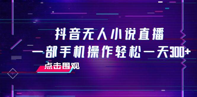 抖音无人小说直播 一部手机操作轻松一天300-BT网赚资源网