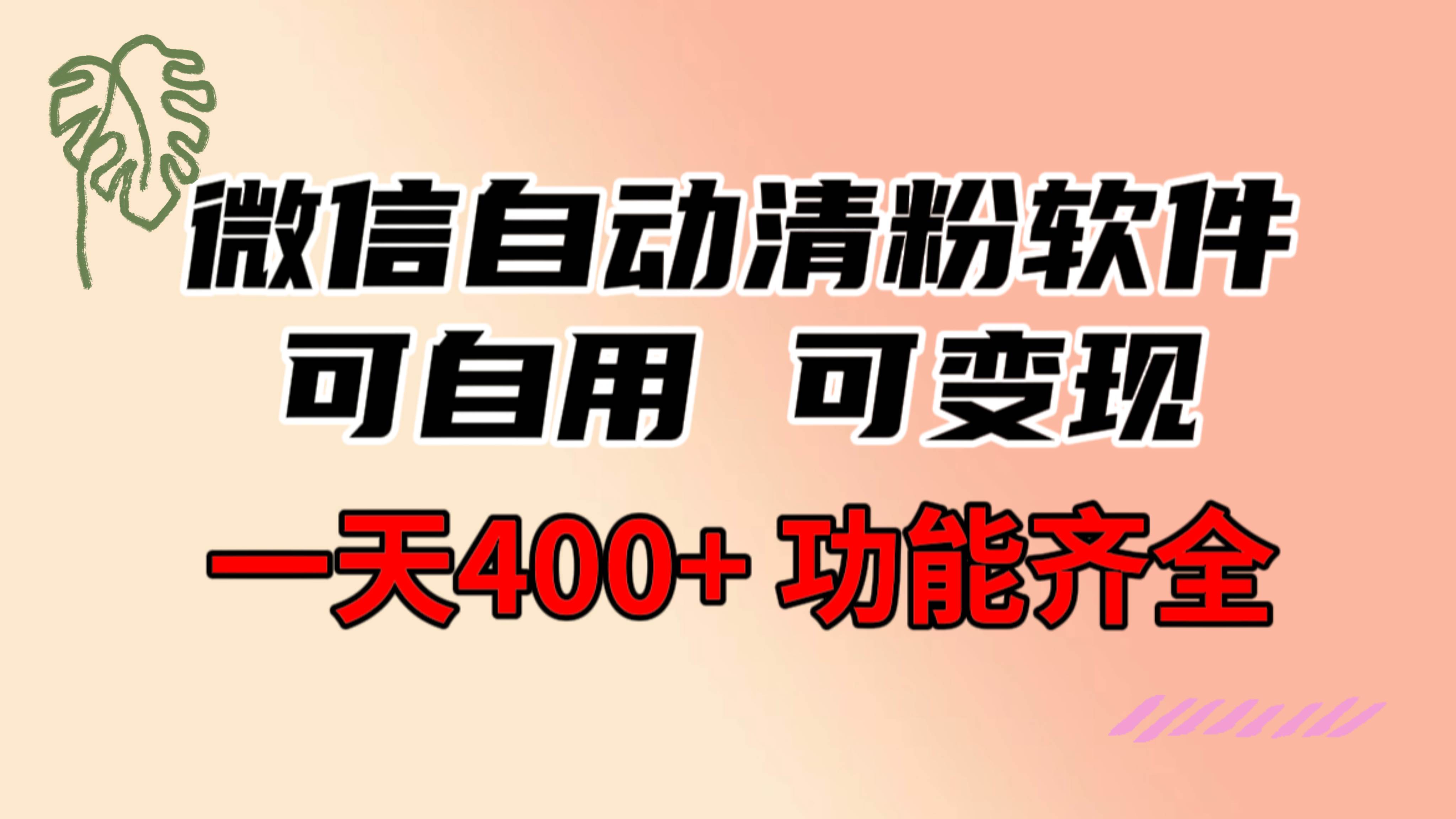 功能齐全的微信自动清粉软件，可自用可变现，一天400+，0成本免费分享-BT网赚资源网