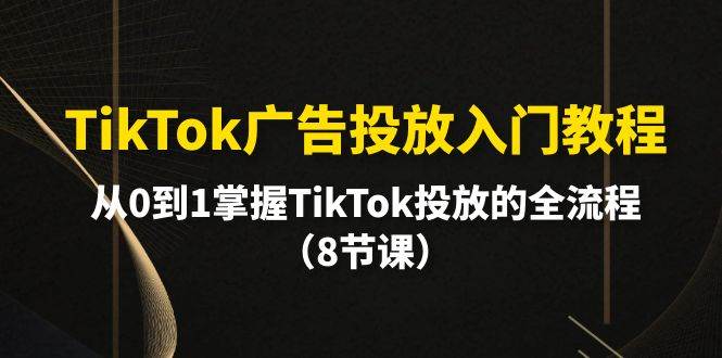 TikTok广告投放入门教程，从0到1掌握TikTok投放的全流程（8节课）-BT网赚资源网