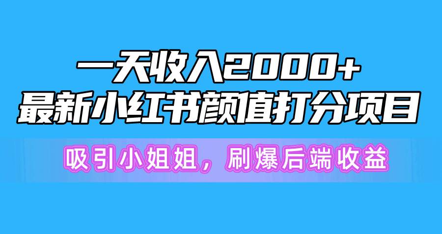 一天收入2000+，最新小红书颜值打分项目，吸引小姐姐，刷爆后端收益-BT网赚资源网