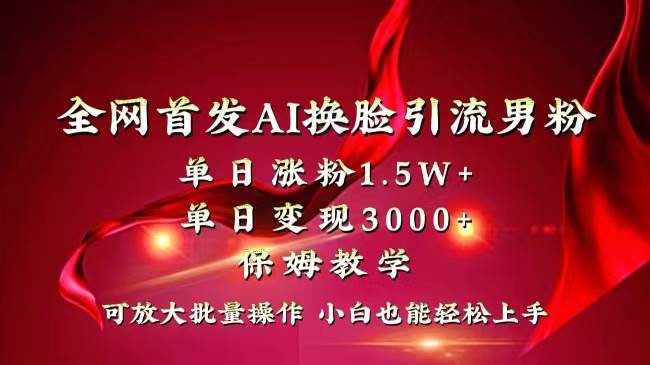 全网独创首发AI换脸引流男粉单日涨粉1.5W+变现3000+小白也能上手快速拿结果-BT网赚资源网