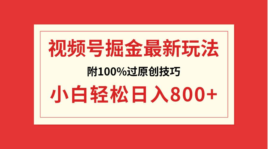 视频号掘金，小白轻松日入800+（附100%过原创技巧）-BT网赚资源网