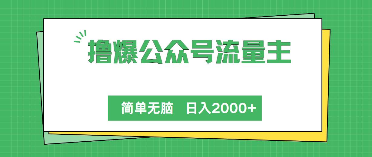 撸爆公众号流量主，简单无脑，单日变现2000+-BT网赚资源网