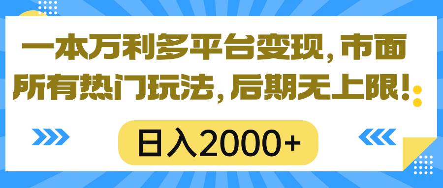 一本万利多平台变现，市面所有热门玩法，日入2000+，后期无上限！-BT网赚资源网