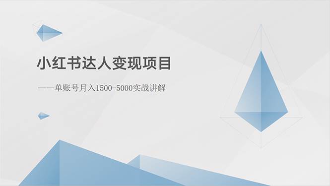 小红书达人变现项目：单账号月入1500-3000实战讲解-BT网赚资源网