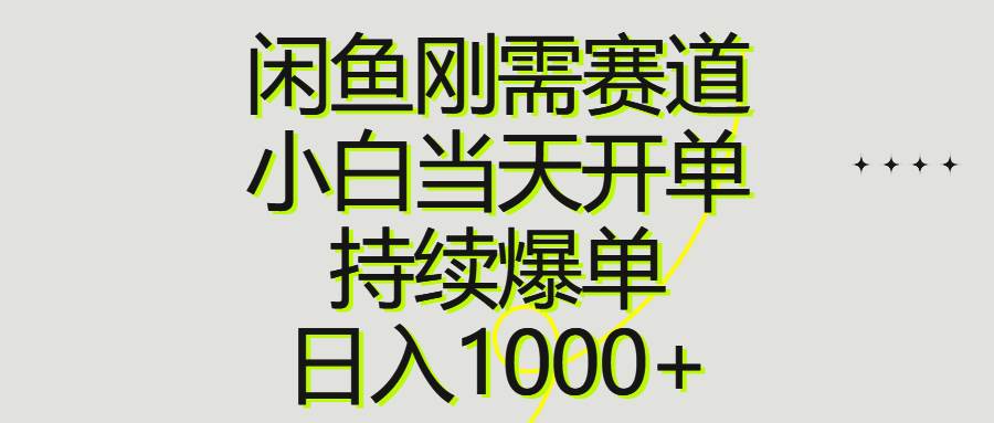 闲鱼刚需赛道，小白当天开单，持续爆单，日入1000+-BT网赚资源网