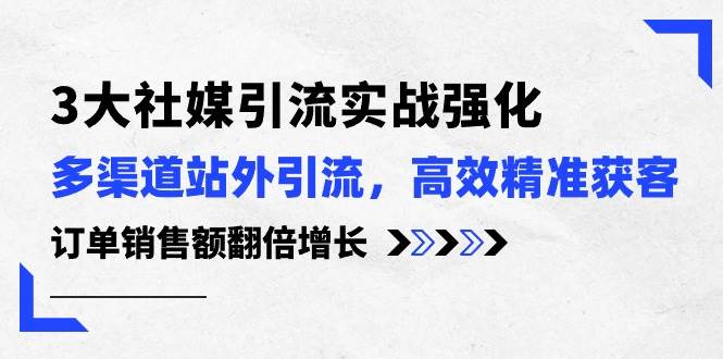 3大社媒引流实操强化，多渠道站外引流/高效精准获客/订单销售额翻倍增长-BT网赚资源网