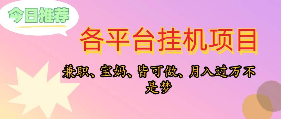 靠挂机，在家躺平轻松月入过万，适合宝爸宝妈学生党，也欢迎工作室对接-BT网赚资源网