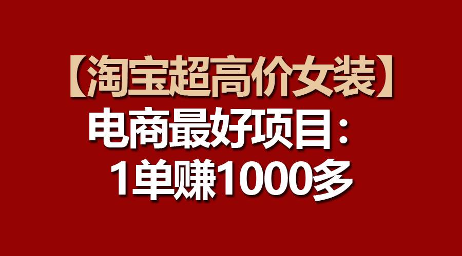 【淘宝超高价女装】电商最好项目：一单赚1000多-BT网赚资源网