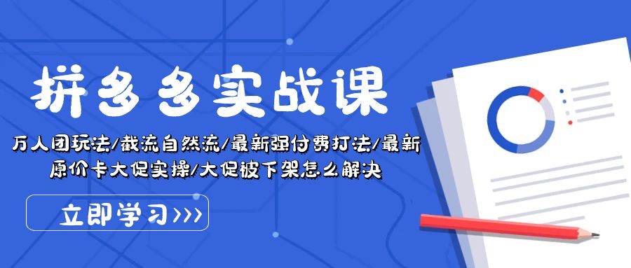 拼多多·实战课：万人团玩法/截流自然流/最新强付费打法/最新原价卡大促..-BT网赚资源网